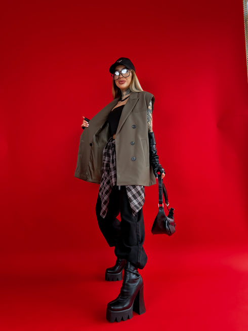 OVERSIZE jacket "SECURITY" - choco